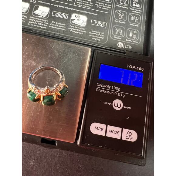 NEW Malachite two toned ring in sterling silver size 7 - Picture 16 of 16